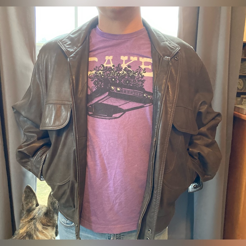 REED Men's Bomber Brown Leather Jacket Union Made in USA